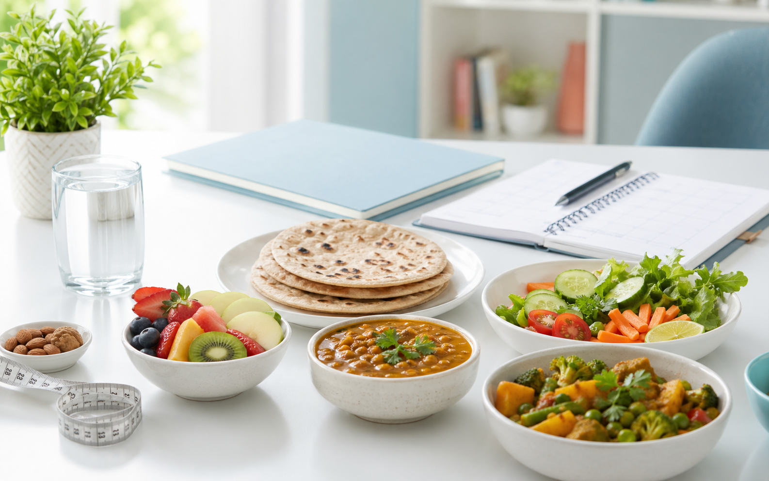 Balanced Indian meal and nutrition planning table